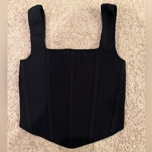 Zara Black Cropped Corset Tank, Small